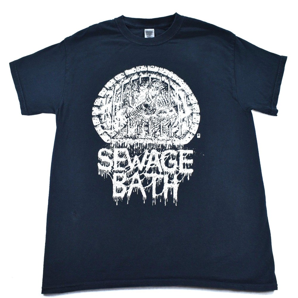 Sewage Bath Band T-Shirt Black Heavy Cotton Graphic Tee Mens Size M